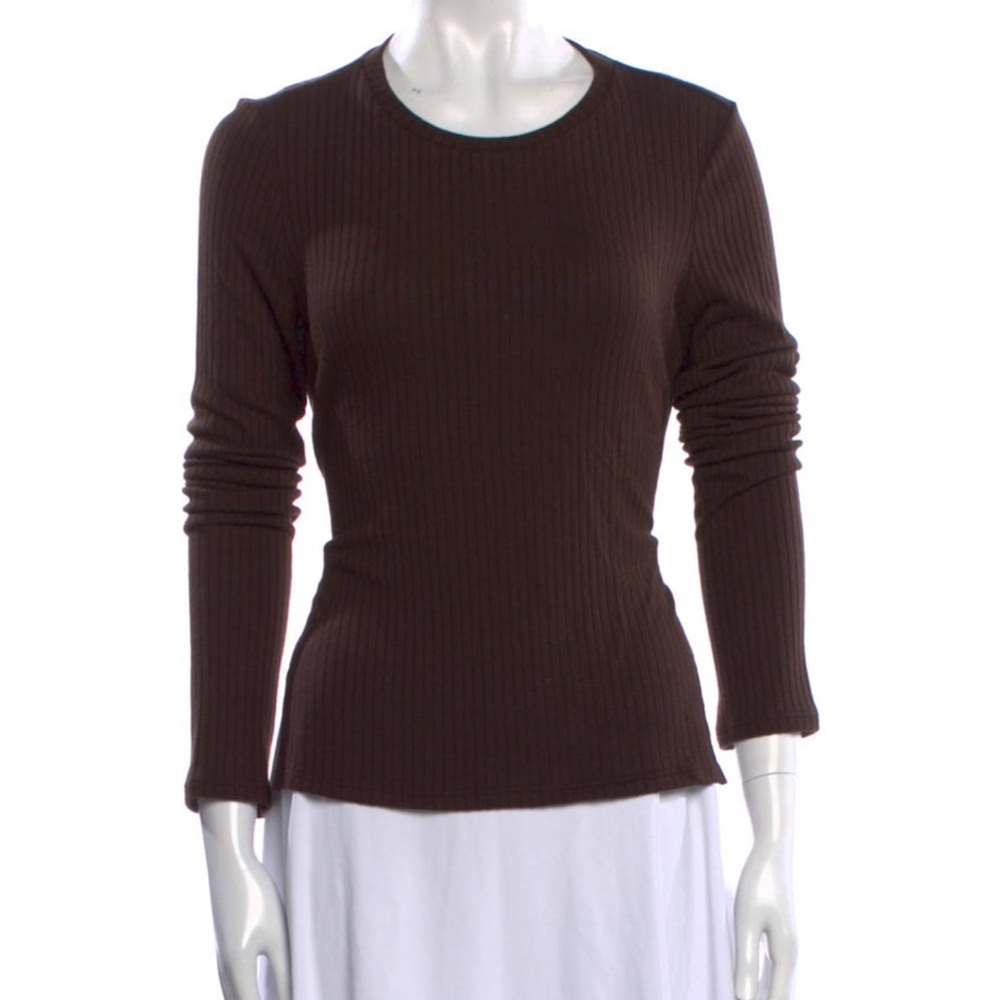 Reformation Chocolate Ribbed Long Sleeve Top - Perfect for Fall!